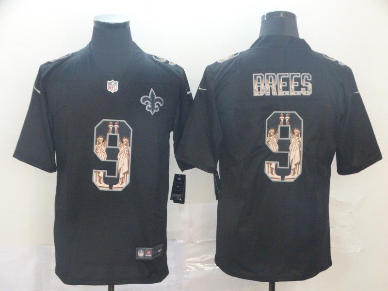Men New Orleans Saints #9 Brees Black Goddess fashion Edition Nike NFL Jerseys